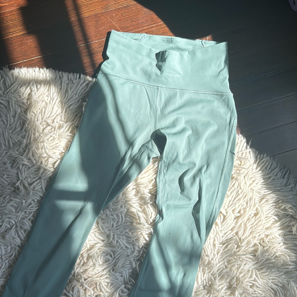 Mint Green Lulu Lemon Leggings with Mesh Details